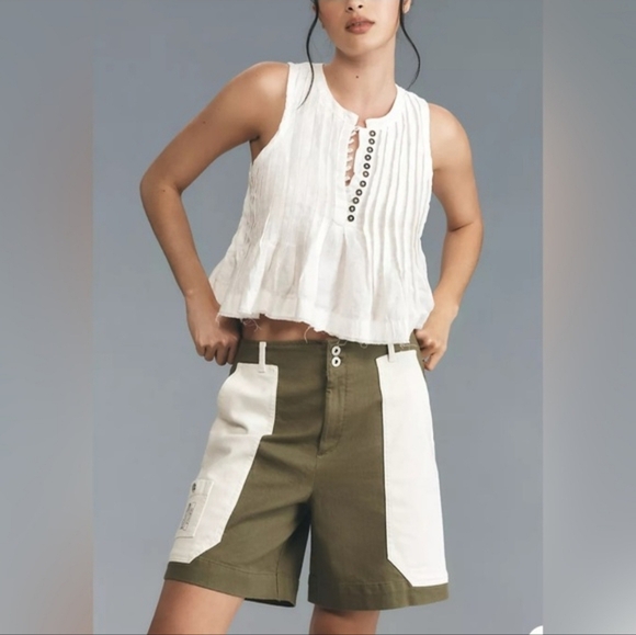Maeve Pants - Maeve Two Tone Colorblock Utility Shorts Size 25